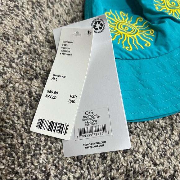 NWT OBEY URBAN OUTFITTERS Gravel Bucket Hat Teal Yellow Suns - Picture 5 of 6